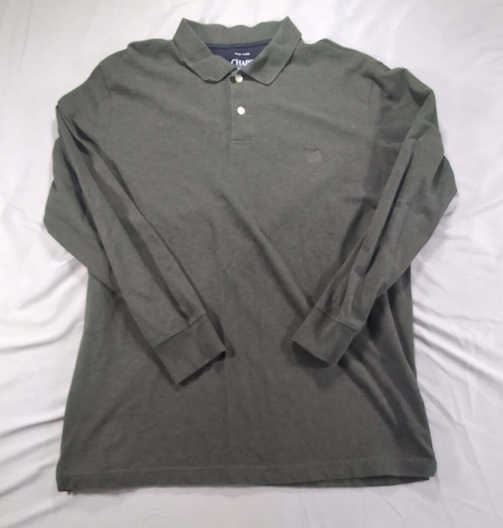*Budget Friendly* Chaps Men's Long-Sleeve Polo Shirt - Olive Green - Size L